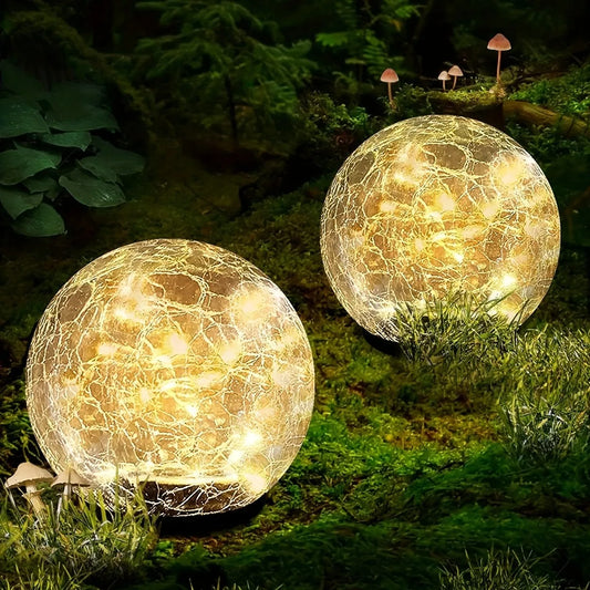Solar Glow Cracked Globe Light