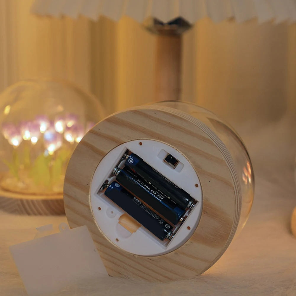 DIY Simulation Tulip LED Night Light Battery Operated Flower Table Lamp Tulips Handmade Material Bedside Lights Bedroom Decor