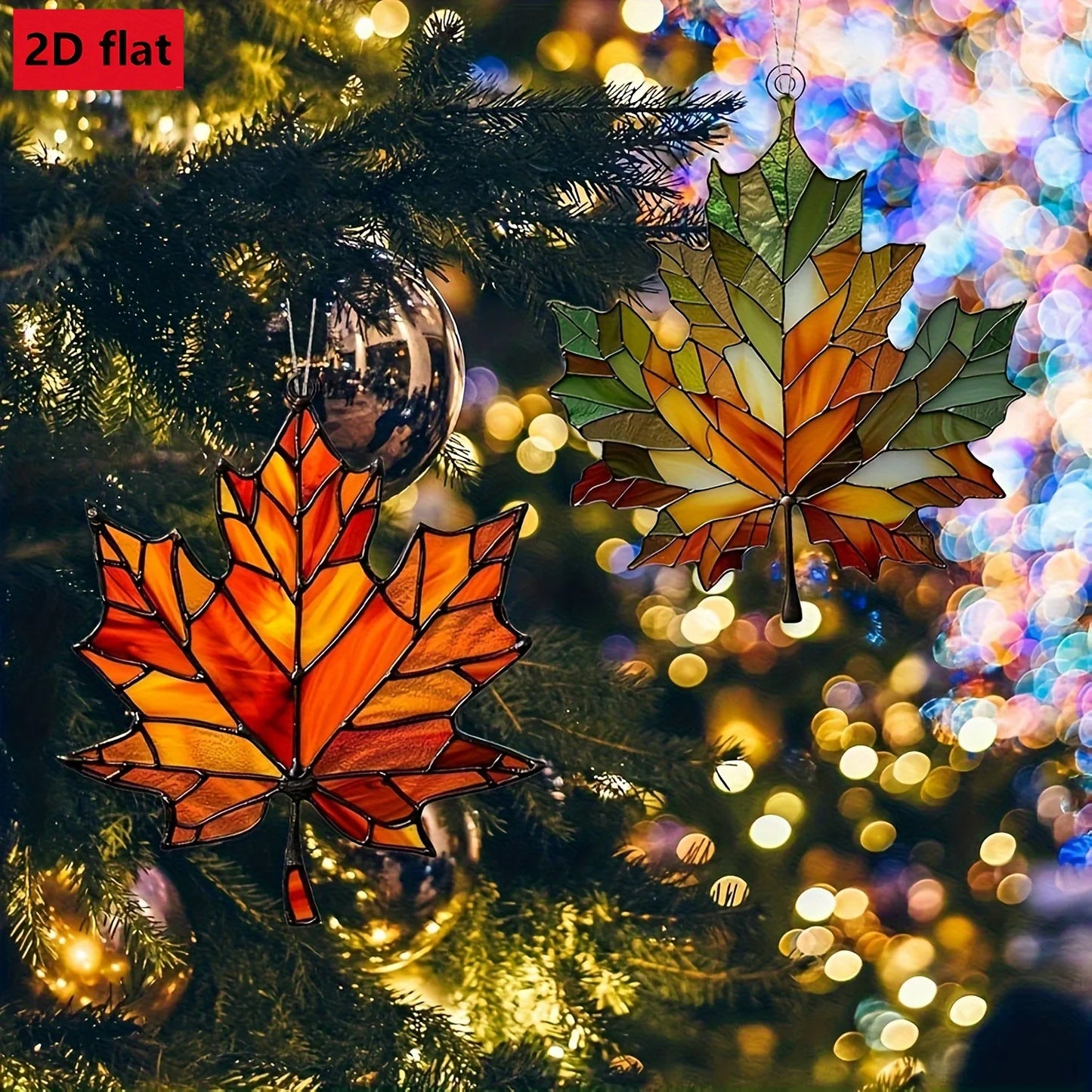 2D Flat,Thanksgiving Acrylic Maple Leaf Light Catcher, Classic Autumn Celebration Home & Door Decor,Christmas & New Year Gifts