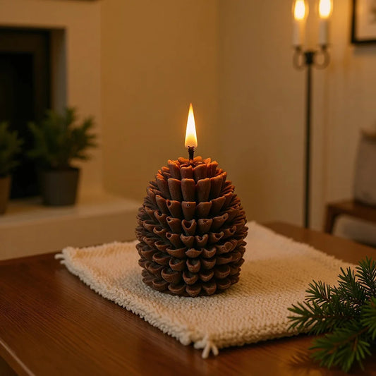 Christmas Pinecone Candle Set