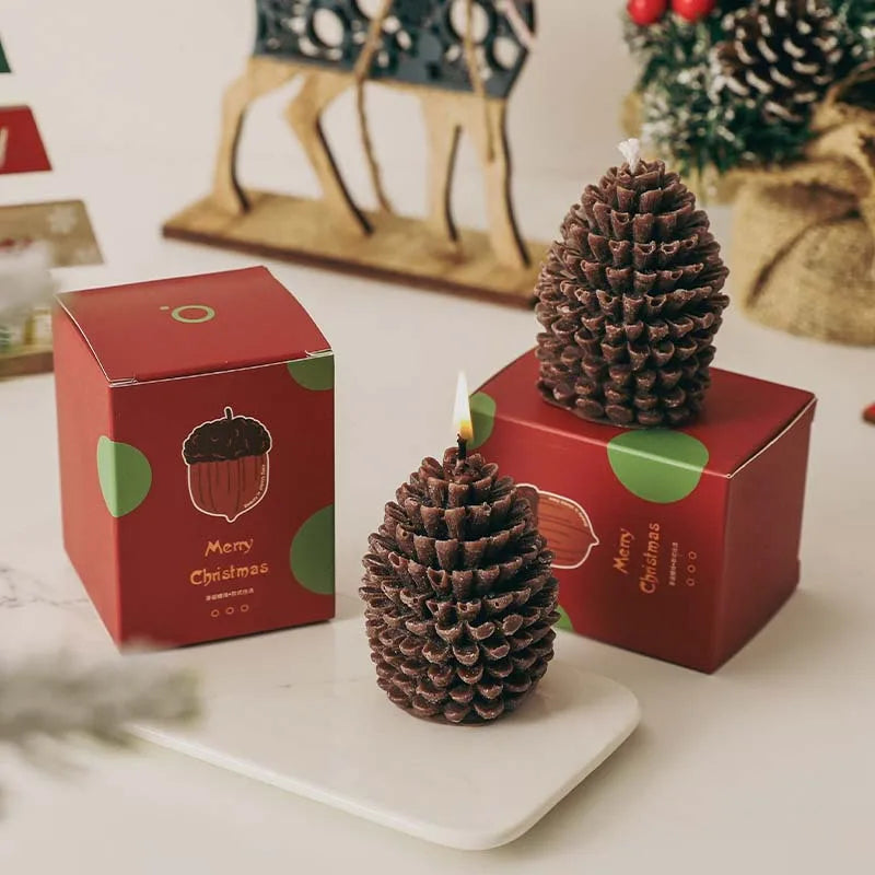 Christmas Pinecone Candle Set