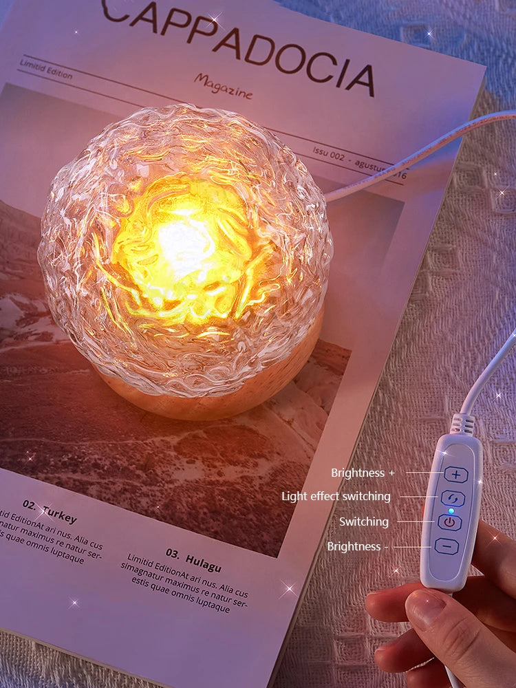 2025 New Water Ripple Projector Night Light Crystal Mood Lamp Home Bedroom Decorative Aesthetic Christmas Gift INS Sunset Lights