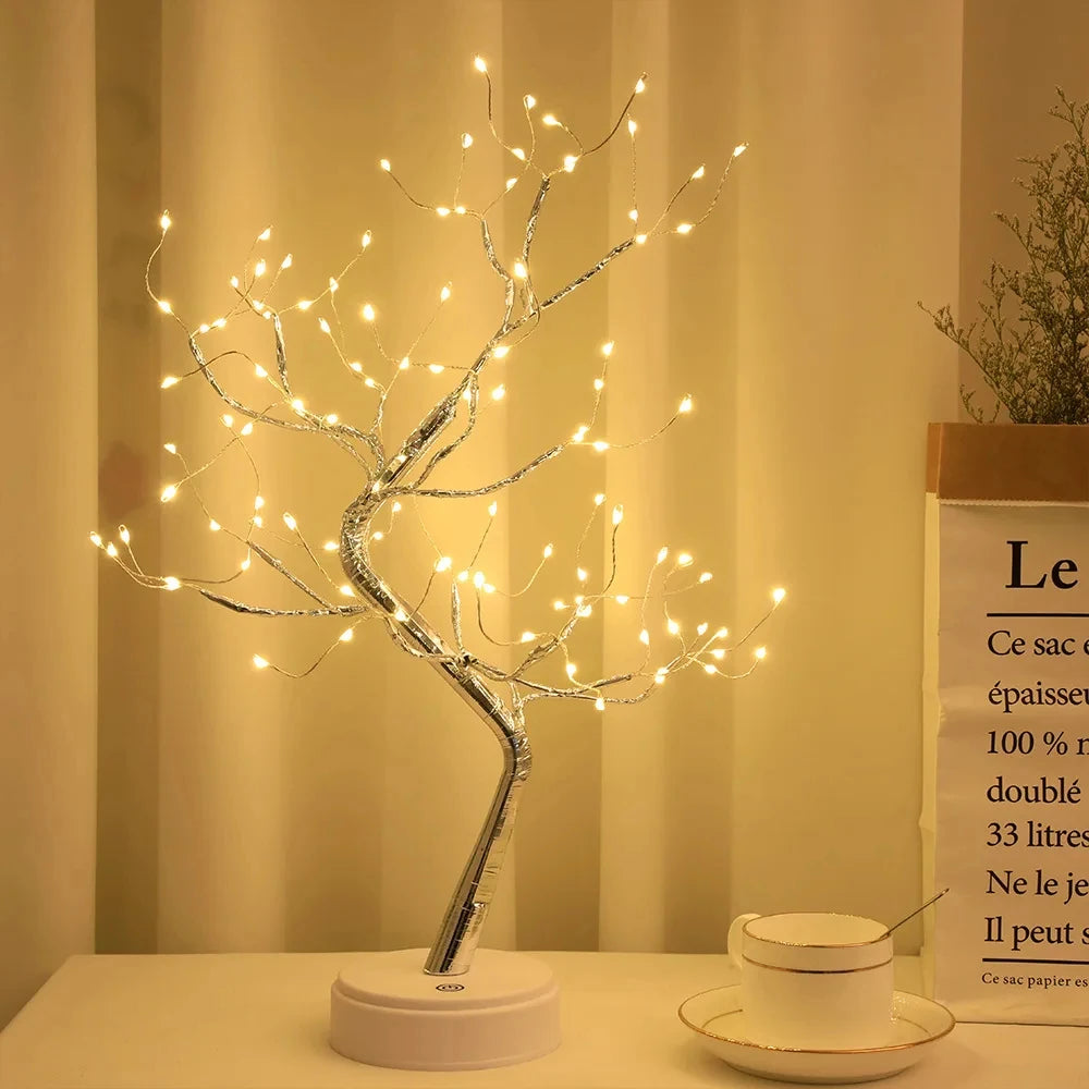Warm Glow LED Tabletop Tree Lamp