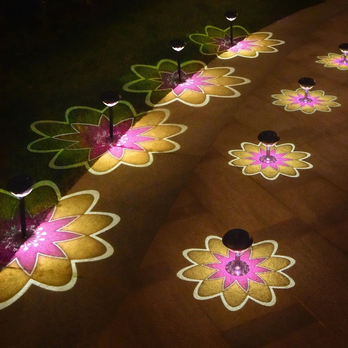 Solar Flower Projection Lawn Light