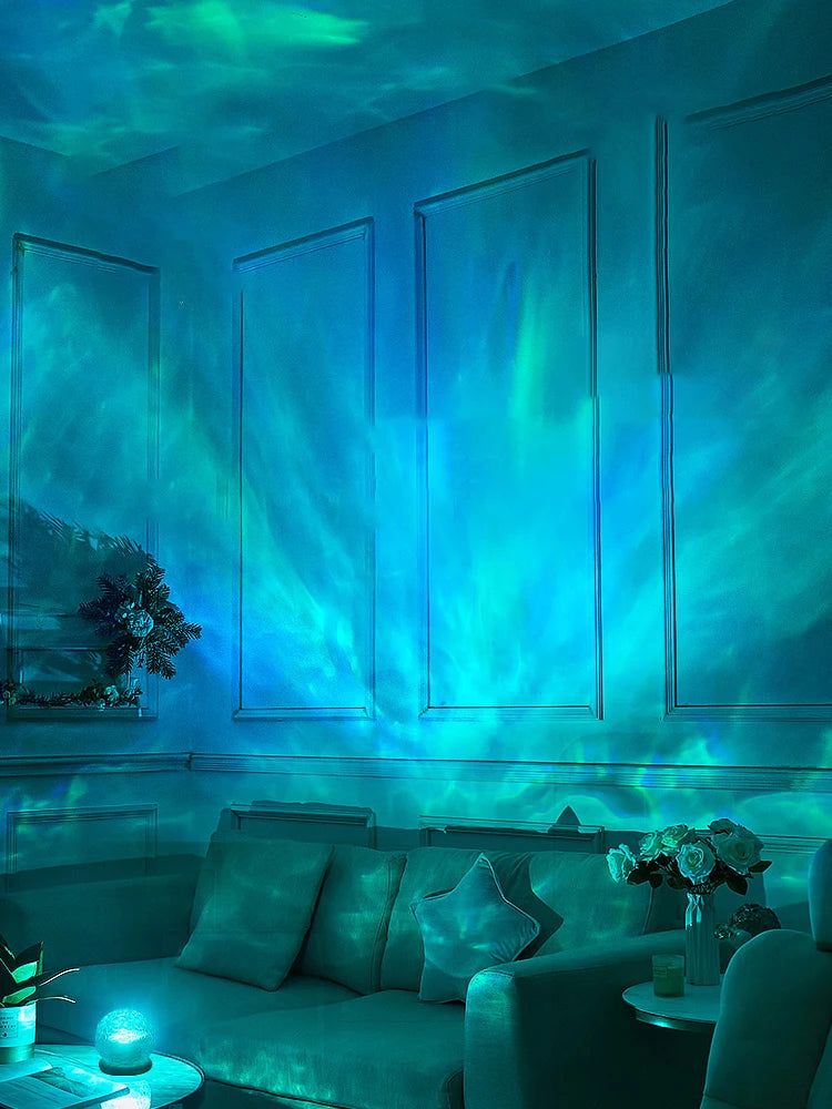 2025 New Water Ripple Projector Night Light Crystal Mood Lamp Home Bedroom Decorative Aesthetic Christmas Gift INS Sunset Lights