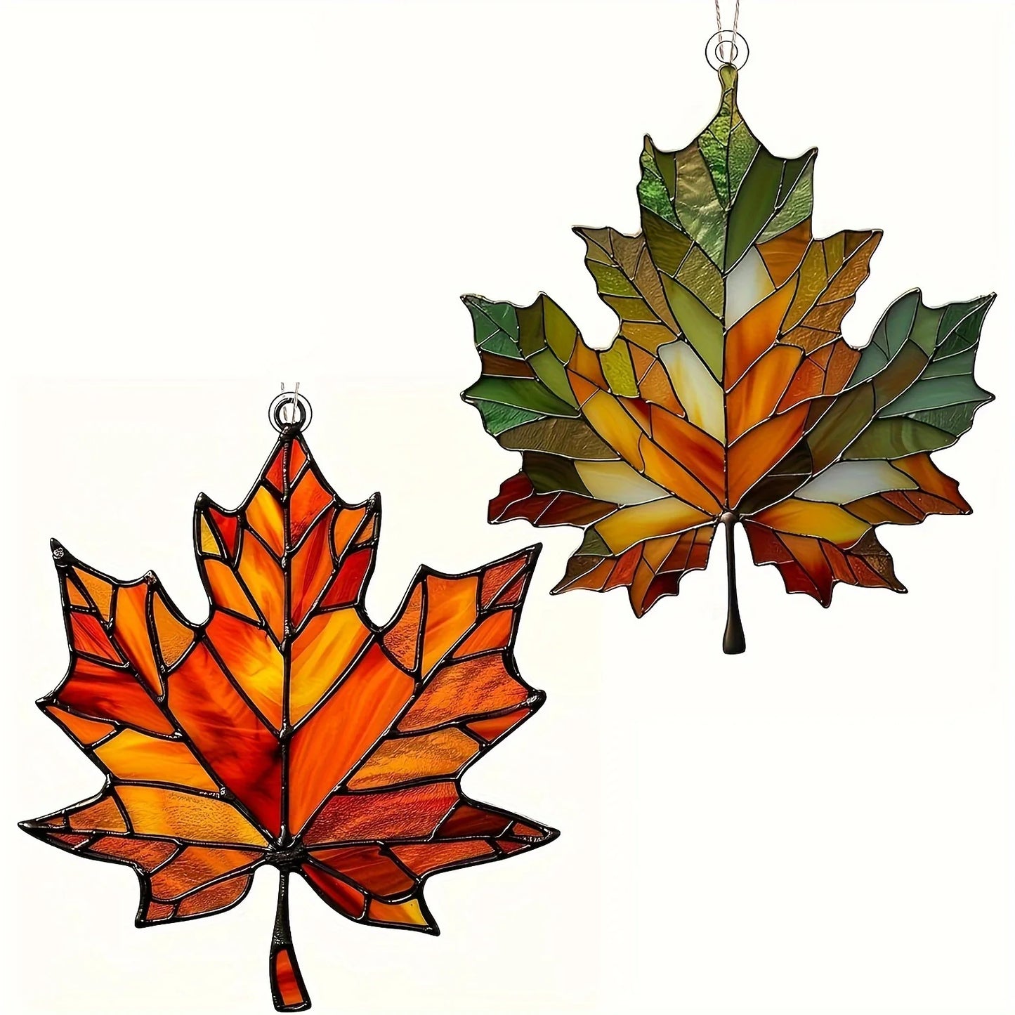 2D Flat,Thanksgiving Acrylic Maple Leaf Light Catcher, Classic Autumn Celebration Home & Door Decor,Christmas & New Year Gifts